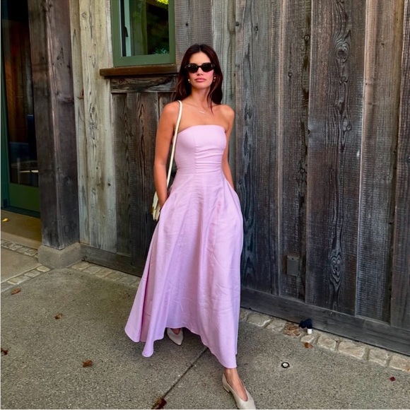 Favorite Daughter THE FAVORITE LINEN DRESS Pastel Lavender - Picture 10 of 12